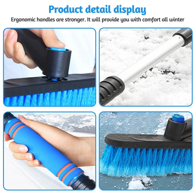 Teleskopiska auto sniega slotiņa ar grozāmu slotas daļu + skrāpis