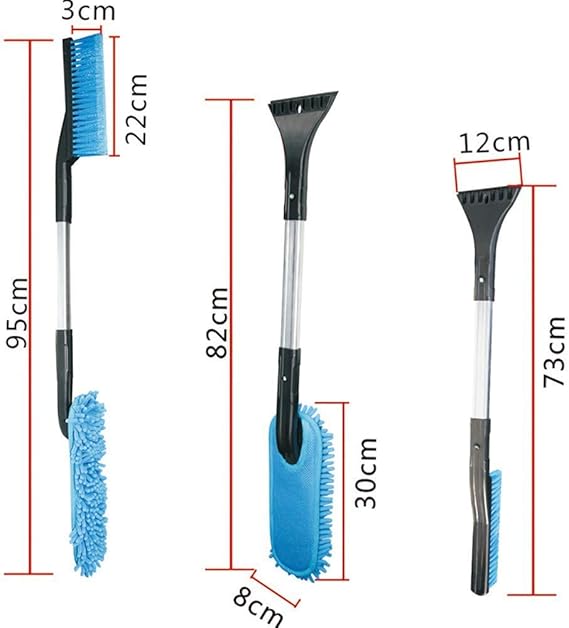 ASEOK 3-vienā noņemamais sniega tīrīšanas komplekts Ziemas tīrīšanas birste, auto ledus un sniega noņemšanas skrāpis, logu tīrītājs ar garu rokturi
