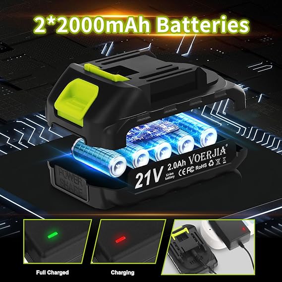 VOERJIA Akulamatora triecienurbjmašīna ar bezoglīšu motoru