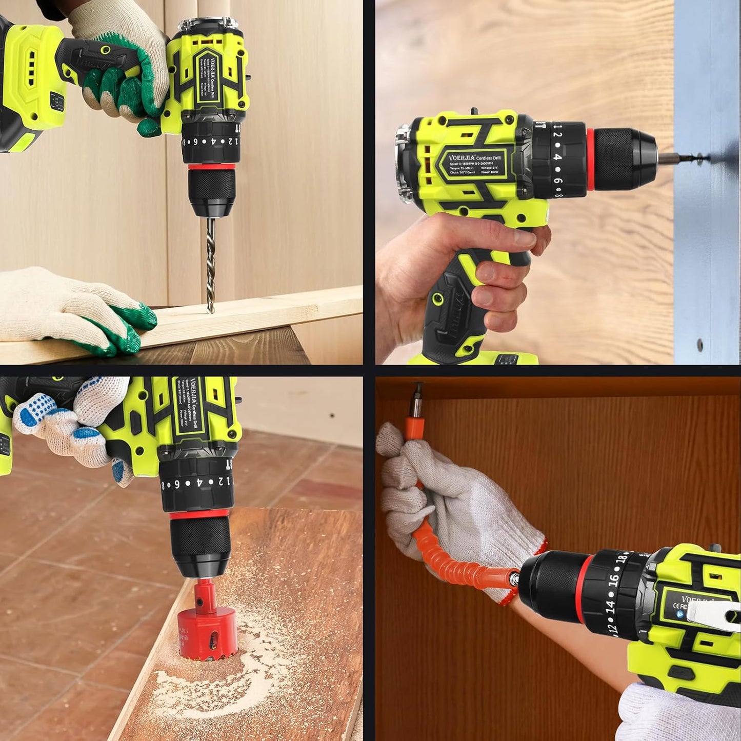 VOERJIA Akulamatora triecienurbjmašīna ar bezoglīšu motoru