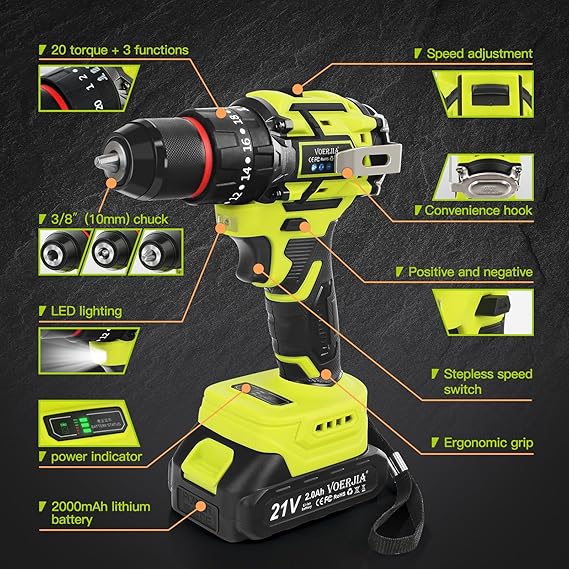 VOERJIA Akulamatora triecienurbjmašīna ar bezoglīšu motoru