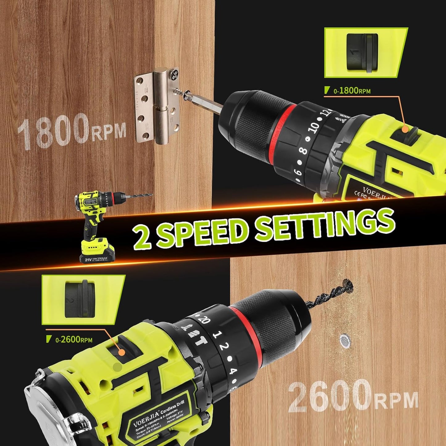 VOERJIA Akulamatora triecienurbjmašīna ar bezoglīšu motoru