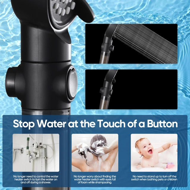 Dušas uzgalis ar filtriem – augstspiediena dušas uzgalis cietajm ūdenim, 7 izsmidzināšanas režīmi